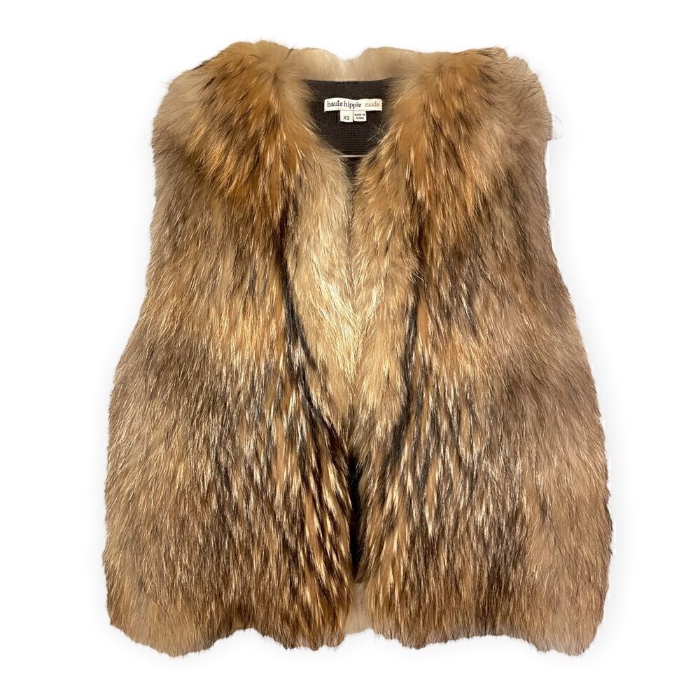 Haute Hippie Raccoon Vest with Merino Wool Lining